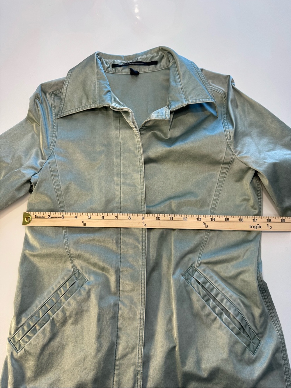 Trench Coat - Sage Green Women's Trench Coat - Picture 6 of 12